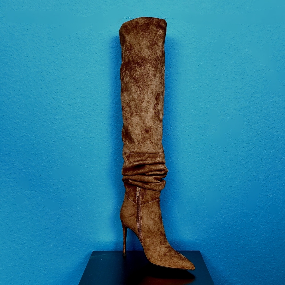 🆕️🍁🌻 JEFFREY CAMPBELL Pilla Scrunched Boots in Brown Suede // (NWT) - Picture 3 of 13